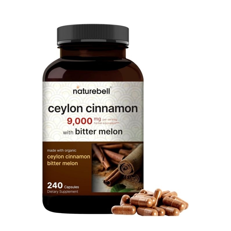 Viên Quế Ceylon Cinnamon 9000mg, Bitter Melon Hỗ Trợ Viêm Loét Dạ Dày, Cân Bằng Đường Huyết, Giảm Axit Dạ Dày Naturebell - SẢN PHẨM CHẤT LƯỢNG CAO, ĐƯỢC YÊU THÍCH SĂN ĐÓN TRÊN THỊ TRƯỜNG HIỆN NAY, HÀNG ĐẢM BẢO DÙNG SIÊU THÍCH MỜI KHÁCH YÊU TRẢI NGHIỆM