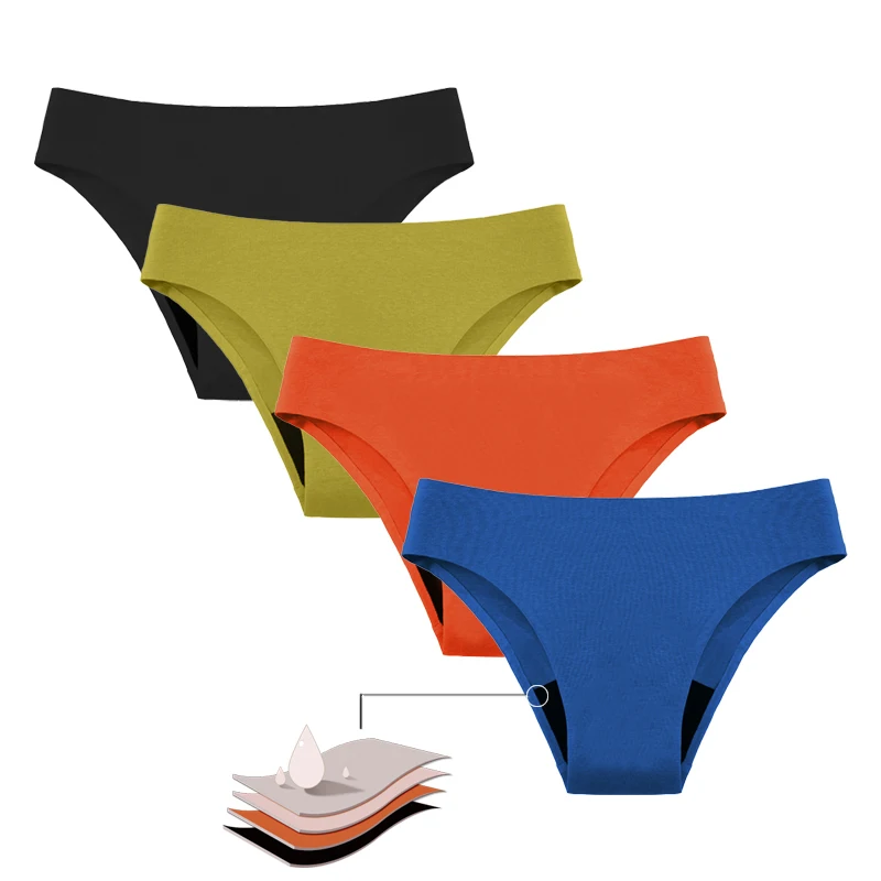 【Blue hot】 Teenagers Seamless Swimwear Menstrual Panties 4-Layer Leakproof Gilrs Bikini Fast Absorption Summer Beachwear Period Swimsuits