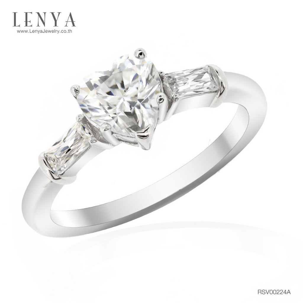 Lenya Cz Diamondlike Ring, Elegant Heart-Shaped Design, Size 6×6 Mm, 925 Sterling Silver Body, White Gold Plated. ราคา 1,740 บาท*ส่งฟรี