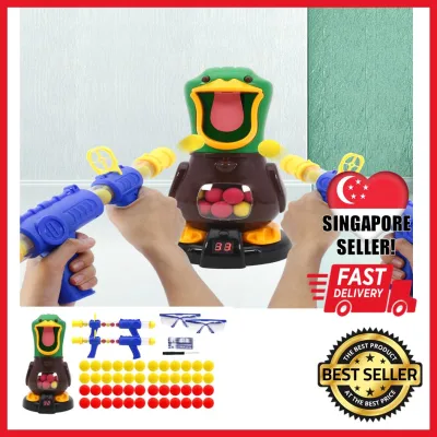 [Ready Stocks in SG!] Hit Me Duck Children Shooting Toy with Light Shooting Duck Toy Air-powered Gun Soft Bullet Ball Electronic Scoring Battle Games Kid Gift