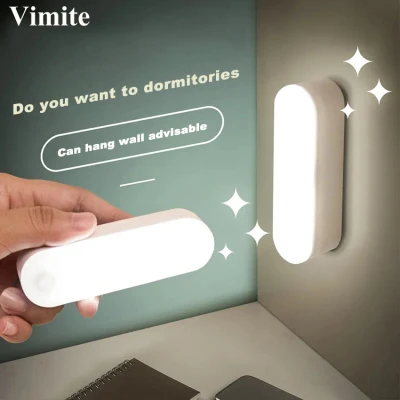 Vimite Wireless Touch Sensor Led Night Light USB Rechargeable Hanging Magnetic Light Eye Protection Wardrobe Cabinet Light Dimming Study Table Lamp for Room Bedroom Reading Sleep Dormitory Lighting