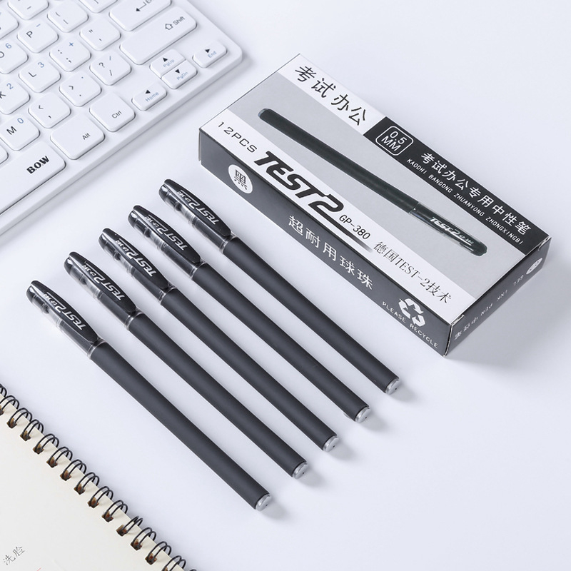 MPPN07 Pena 1 Lusin Pulpen Gel Hitam 0.5mm Isi 12 Pcs Pena Gel Standard Tinta Halus