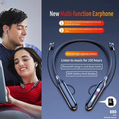 80 to 100 Hours Play Music Neck-Mounted Wireless Bluetooth Earphone Sports Bluetooth Headset Bluetooth earphones 5.0 Wireless Sports Headphones Bass Effect Surround Sound 9D Stereo Sound Headset with Mic Bluetooth 5.0 headset that can Listen to Two People