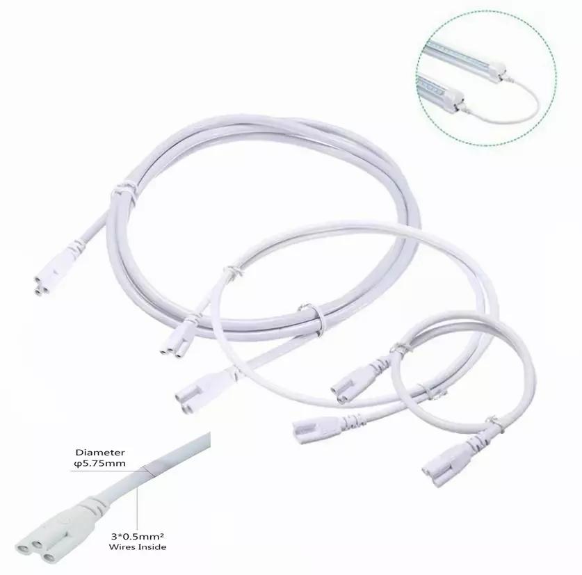 30/50/100/150/200cm White T5 T8 Tube Connector Cable Wire Cord For Integrated LED Fluorescent Light Lamp