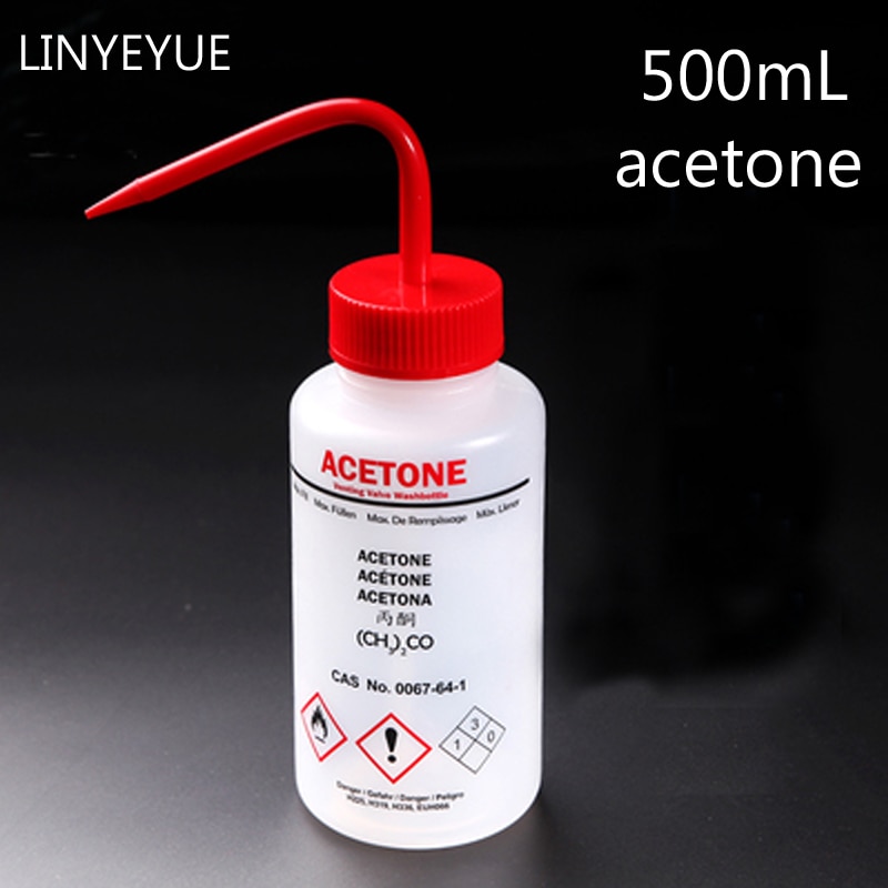 ˇ Linyeyue 500ml nhựa acetone rửa Chai thổi rửa Squeezy phòng thí nghiệm chai