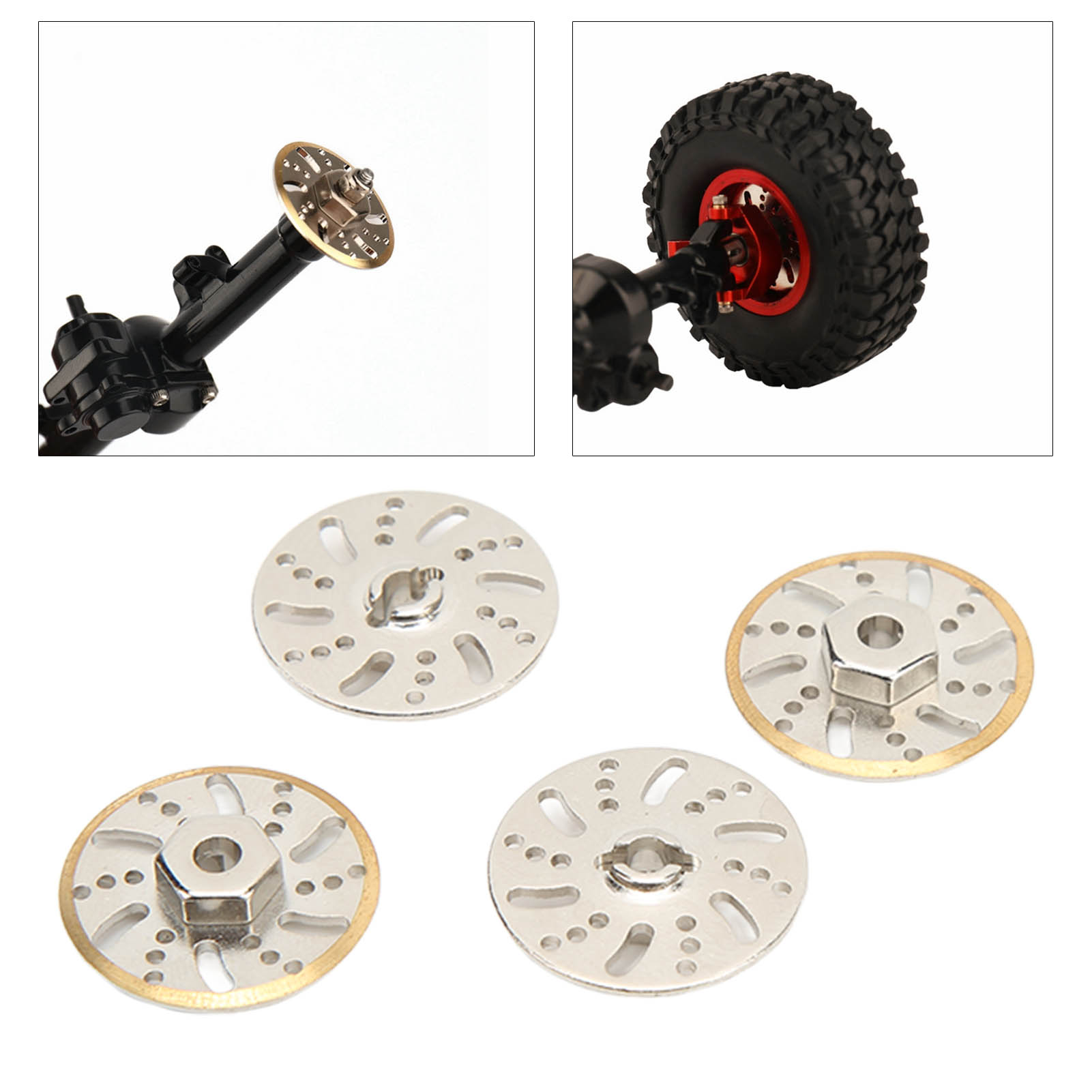 4 cái RC truy cập trọng lượng đĩa phanh Brass bánh xe Trọng lượng bộ chuyển đổi lục giác cho trục scx24 C10 1/24 Xe hơi điều khiển từ xa