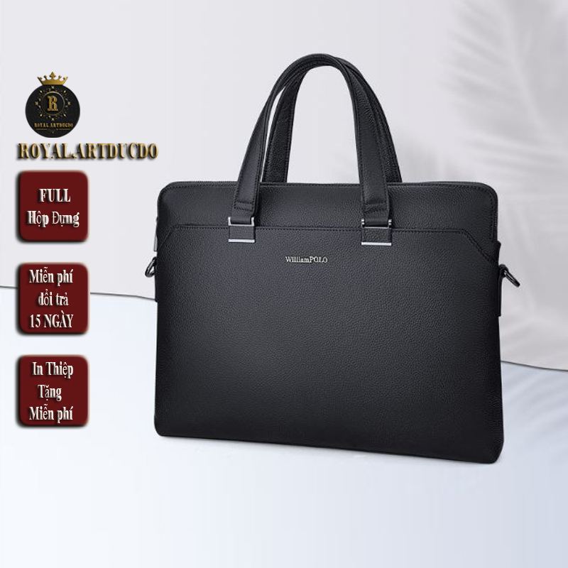 Cặp da nam cao cấp WilliamPOLO chất liệu da bò nguyên tấm - ART57