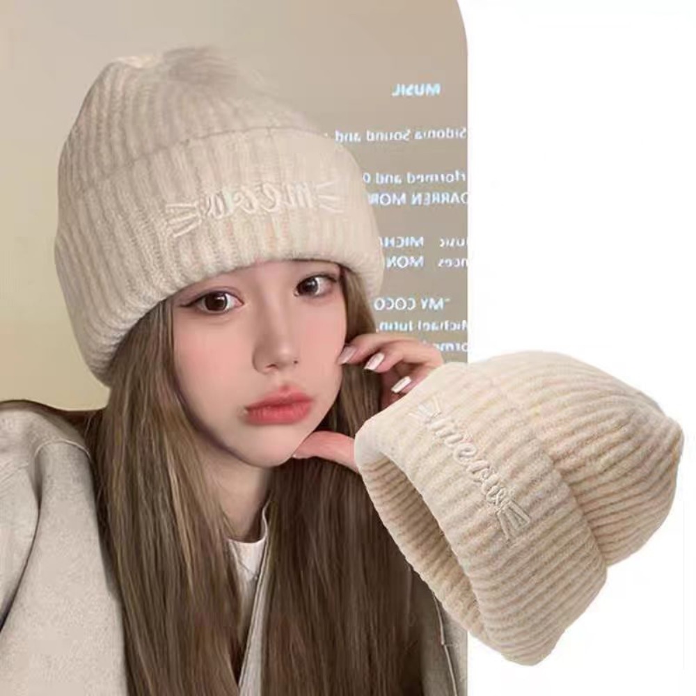 SHATTE Elegant Knitted Hat Thickening Casual Bonnet Caps 2024 Windproof Ear Protection Outdoor Sports