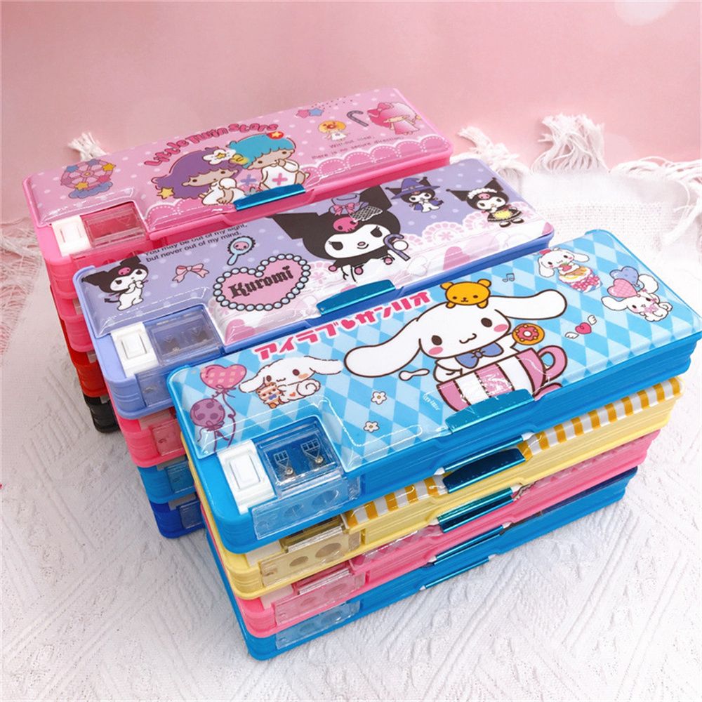 BISCUSM Món Quà sinh nhật Đa chức năng Kawaii Kuromi Phim hoạt hình Phim hoạt hình Cinnamoroll Văn phòng phẩm Hộp Bút Chì Trường Hợp Hộp Bút Chì