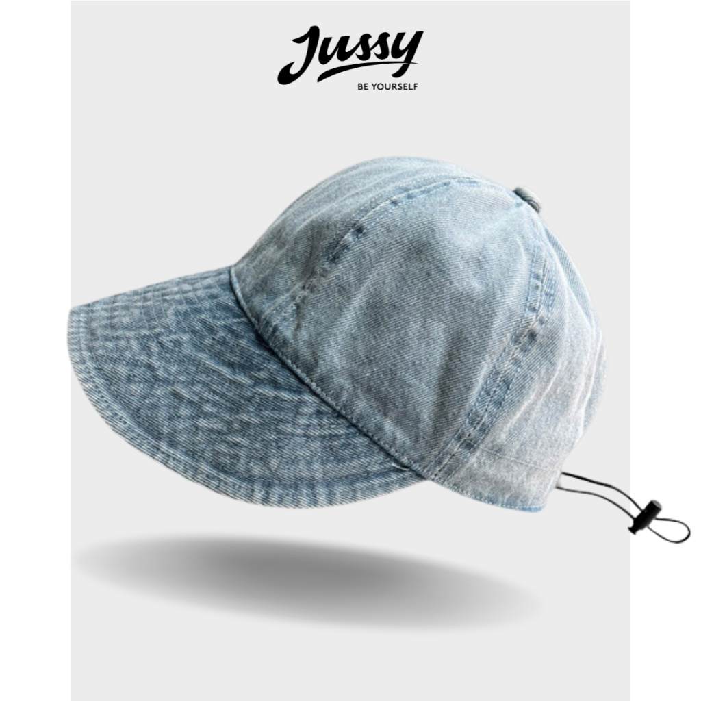 Mũ Chống Nắng Hàn Quốc Vải Jean Có Dây Rút Thoáng Khí Jussy Official Kiểu Nón Rộng Vành Nữ Che Nắng Uzzlang Chống Tia UV