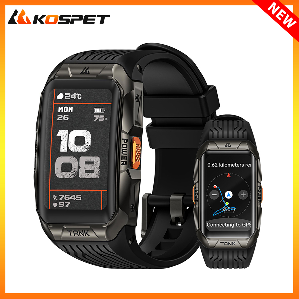 KOSPET TANK X2 Ultra GPS Smart Watch For Men 3D Curved Screen Compass Stainless Steel Body Altimeter AMOLED Mens Smartwatches smart watch kospet x2 ultra ราคา 9,239 บาท*ส่งฟรี