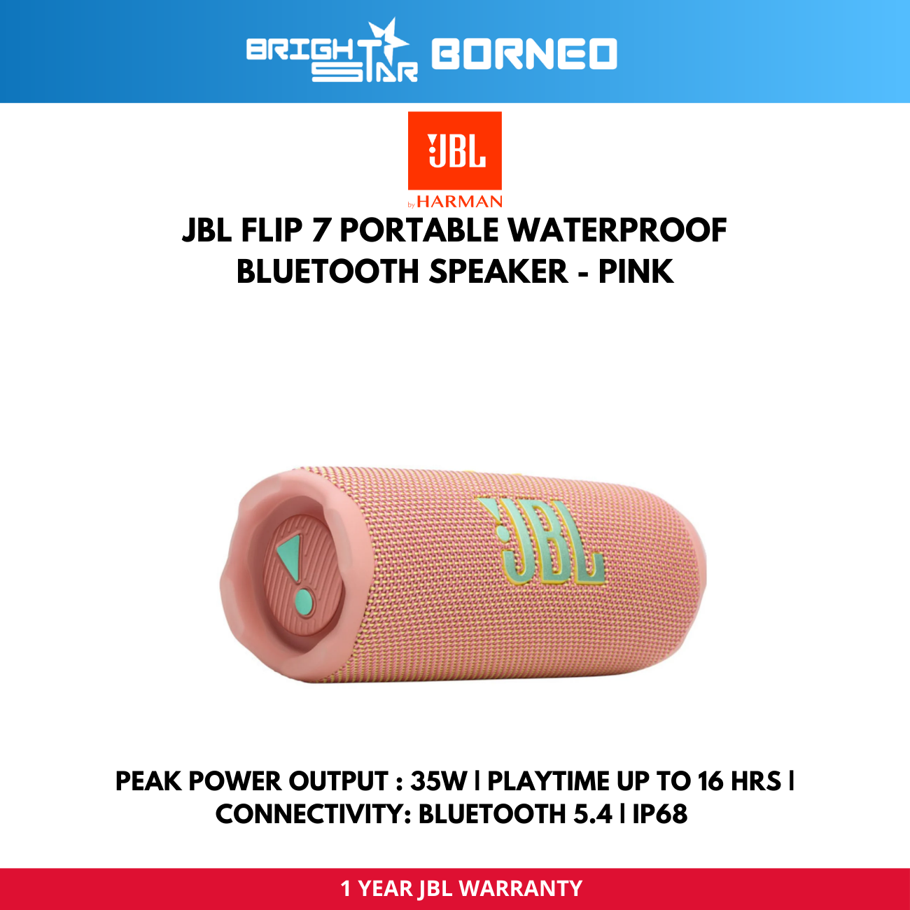 JBL Flip 7 Portable Speaker - Black/Black