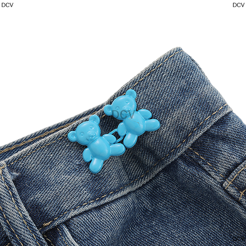 DCV 1 cặp gấu hình Snap quần khóa có thể điều chỉnh jean nút thắt eo khóa Extender thay thế jeans nút attacher pins
