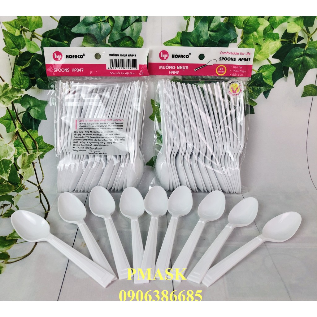 Muỗng nhựa dùng 1 lần – muỗng nhựa dùng 1 lần 24 cái/ bịch hpb47 – thìa nhựa cao cấp hofaco