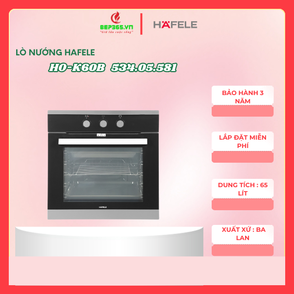 Lò nướng Hafele HO-K60B 534.05.581 – Chính hãng nhập khẩu Ba Lan, 8 chế độ nướng, công suất mạnh, cửa kính 3 lớp, thiết kế hiện đại bền đẹp