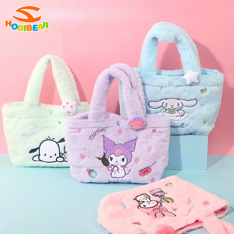 HOBIBEAR children s bag Sanrio cute cartoon plush handbag Melody Kuromi