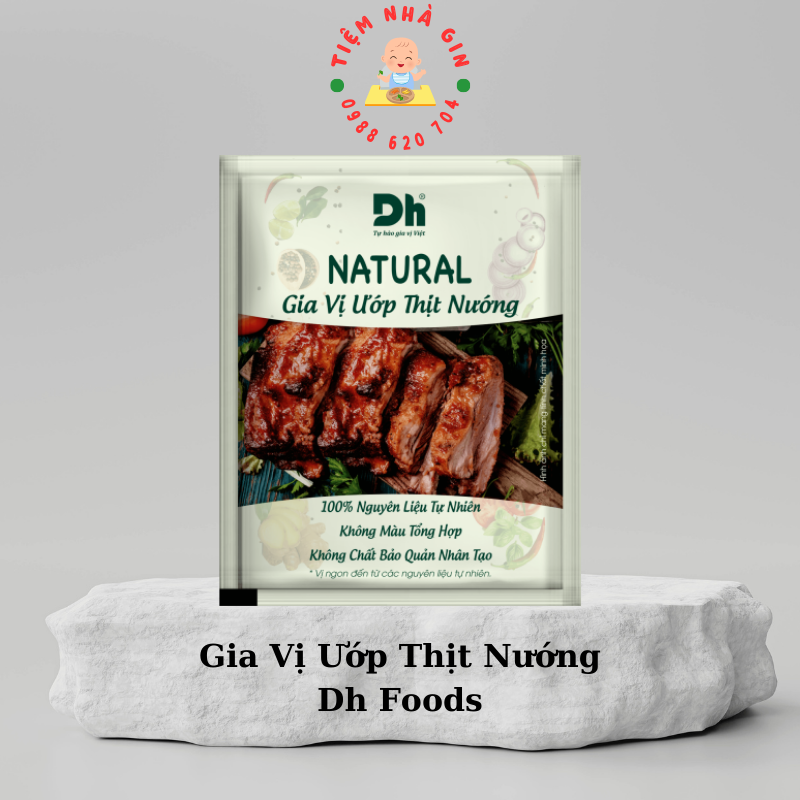 Gia vị ướp thịt nướng Natural DH Foods nêm sẵn thành phần tự nhiên gói 10gr