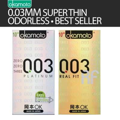 [Bundle of 2] Okamoto 003 0.03 Platinum 10s + 003 0.03 Real Fit 10s Condoms
