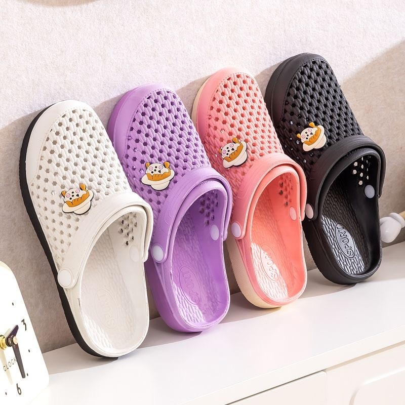 รองเท้าแตะผู้หญิงหัวโตพื้นนุ่มส้นแบนรูระบายอากาศกันลื่นC-024