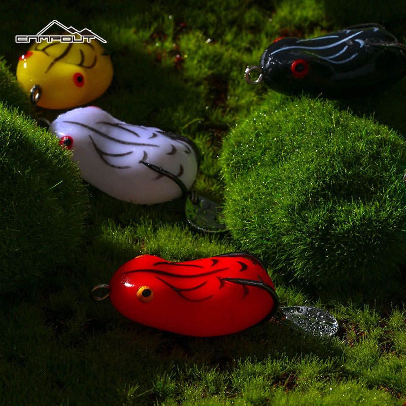 【CAMPOUT】Sấm Ếch Mới Trumpet Độc Toad Hit Đen Xa Ném Luya Ếch Bionic mồi giả Đen mềm Con Cá Mồi dụng cụ câu cá Sửa đổi