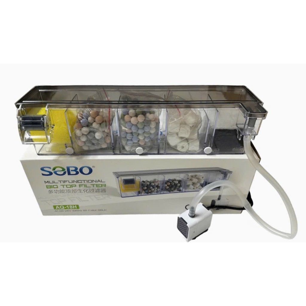 Lọc Tràn Trên Kèm Bơm Tặng Vật Liệu Lọc Sobo AQ-15H AQ16H AQ17H AQ18H - Lọc Nước Cho Hồ Cá - 2