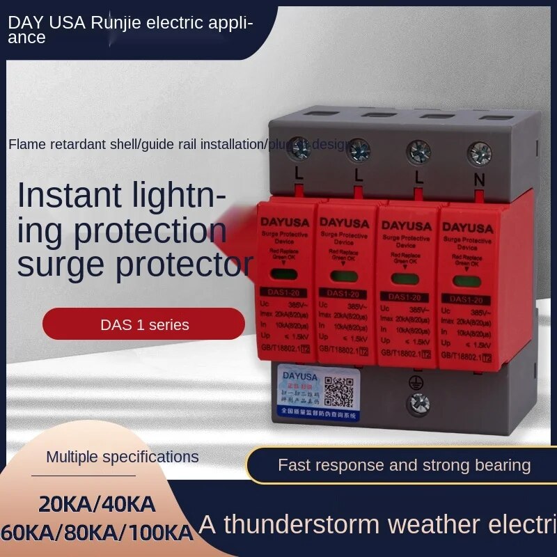 4P 20ka SPD 40kA 60ka 80ka100ka tăng lighing bảo vệ chống đột biến điện
