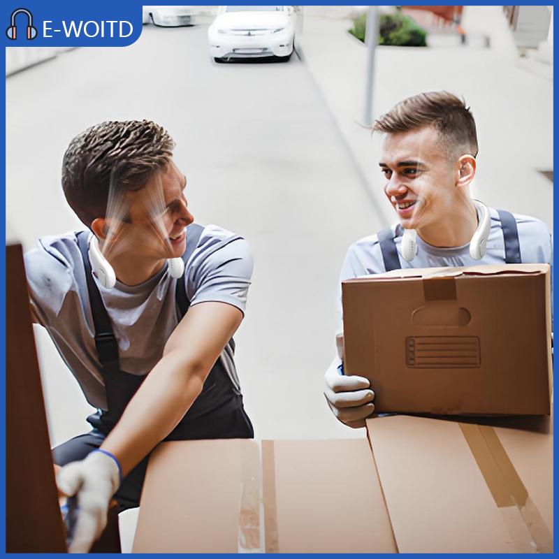 【E-WOITD】 พัดลมคอแบบพกพาปรับความเร็วได้3ระดับพัดลมคอเป่าลมสำหรับระบายความร้อนแบบแฮนด์ฟรี4000มิลลิแอมป์ต่อชาร์จได้ ราคา 120 บาท*ส่งฟรี