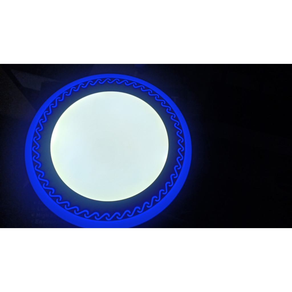 Đèn LED ỐP TRẦN 3 Chế Độ .6+3 Viền HOA VĂN XANH DƯƠNG