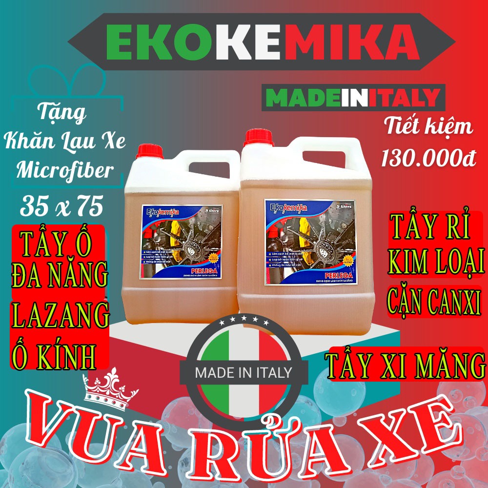 Dung Dịch Tẩy Ố Đa Năng Tẩy Ố Vàng Rỉ Sét Lazang Ố Kính Mạ Crom Xi Măng Perlega Ekokemika Can 5L