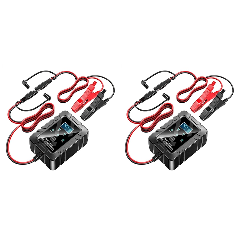 2X 6V 12V 1.5A Smart Car Battery Maintainer Battery Trickle Charger for RV Car Truck Motorcycle Fast