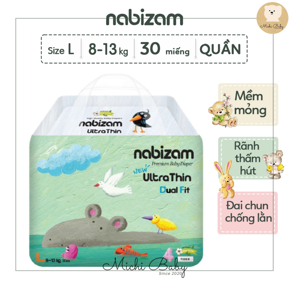 4 BỊCH BỈM- Nabizam Ultra Thin Nội Địa Hàn, Mềm Mại, Mỏng Nhẹ đủ size cho bé MC642 - 8
