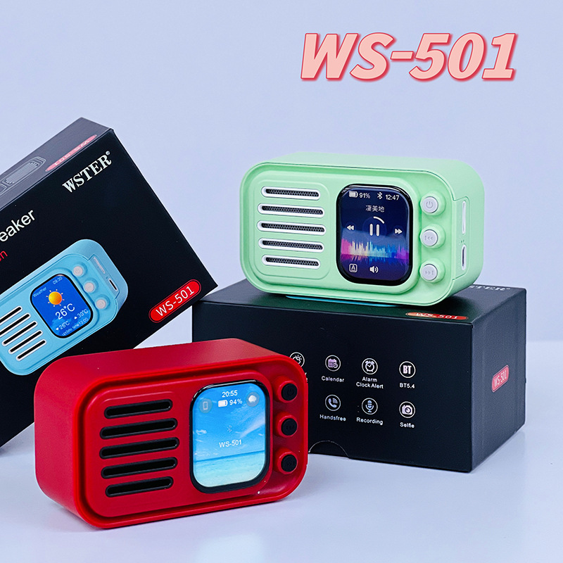 Kawisng Wireless Bluetooth speaker for home, outdoor, portable desktop, lyrics display, touch screen, alarm clock, time display Car Stereo Receivers
