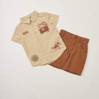 Max Fashions Epp - Desert Vibes Palcement Printed Shirt And Shorts Set Brown Multishade