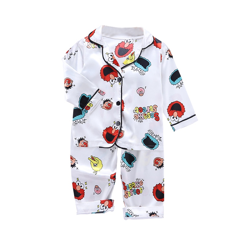 Ready Stock Kids Pajama Terno Sleepwear Baby Kids Girls Boys Cartoon Sleep wear Set Short Sleeve Tops+ Pants Pajamas Set