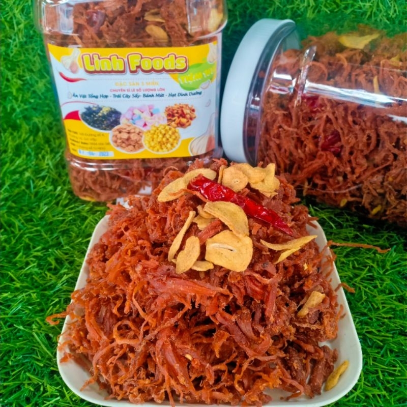 Khô heo cháy tỏi - khô heo 500gr