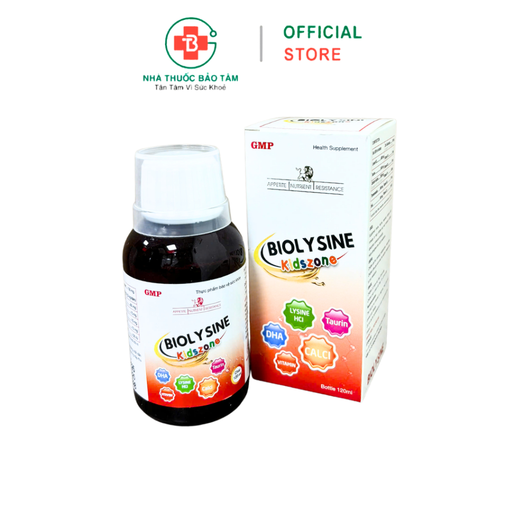 Siro Biolysine Kidszone MDP Hỗ Trợ Ăn Ngon Hấp Thu Tốt Bổ Sung DHA Canxi Cho Trẻ [Cam] - Chai 120ml