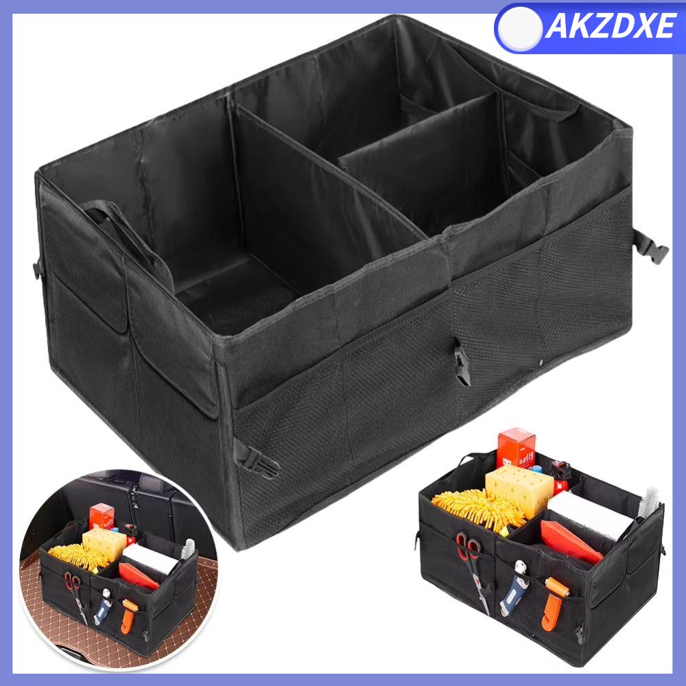 AKZDXE Có thể gập lại Túi đựng đồ trong cốp xe Nhiều ngăn Dung lượng lớn Hộp đựng đồ ô tô Di động Bền bỉ Hộp lưu trữ hàng hóa