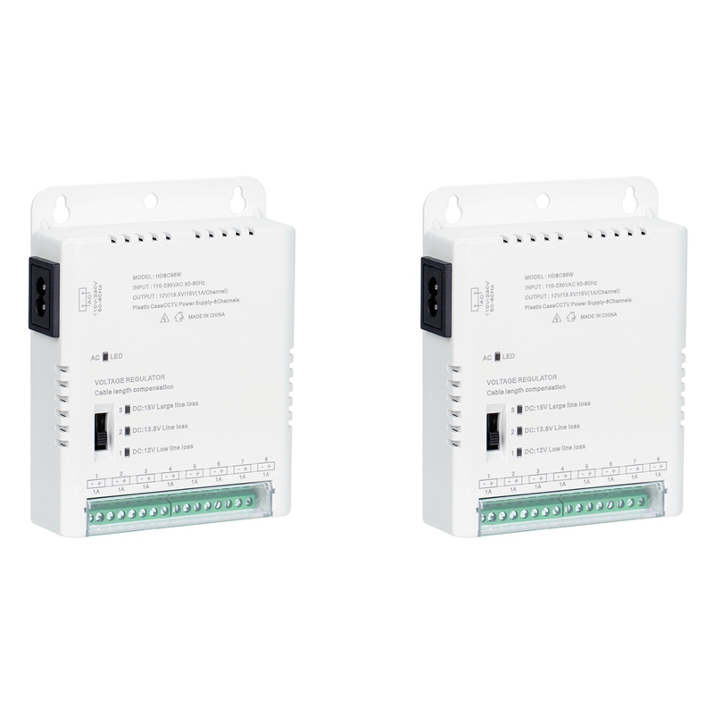 [shop92dgdg6]2X CCTV Camera Power Supply Distribution Power Supply 90V-264VAC Input to 12V-13.8-15VD