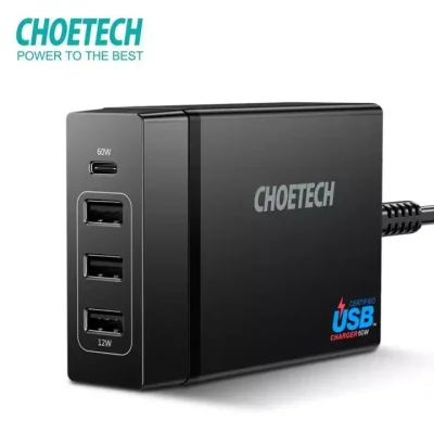 CHOETECH 72W USB C Wall Charger with Power Delivery 4 USB Port PD Fast Charger Macbook Laptop