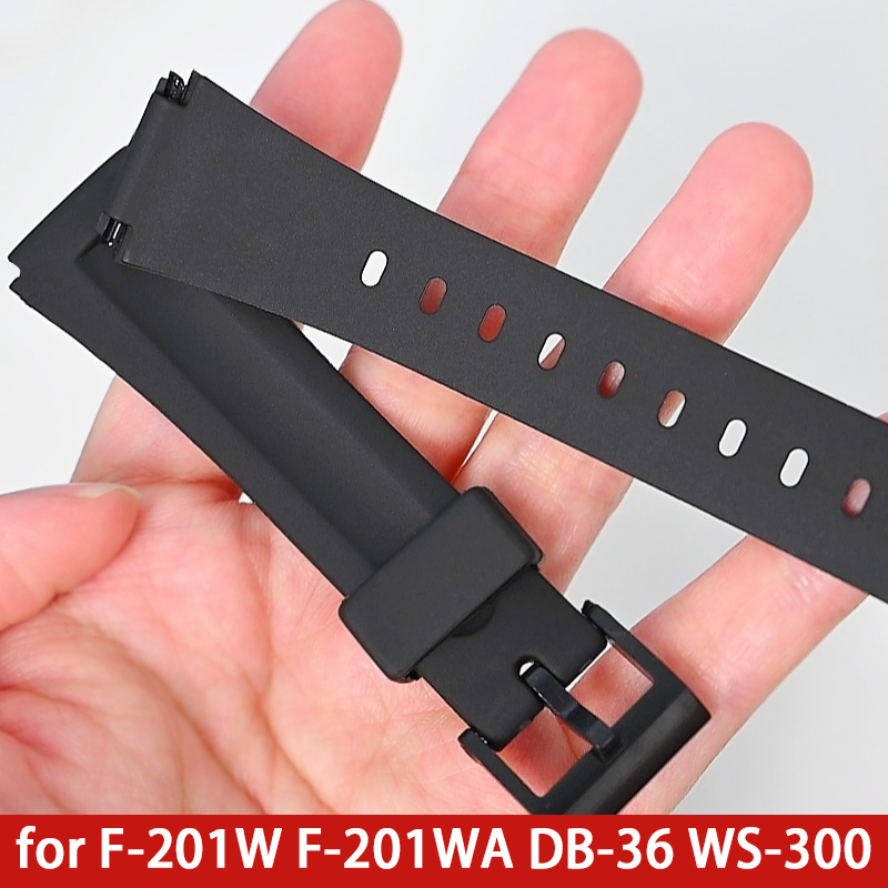 Black Strap for Casio F-201W F-201WA DB-36 WS-300 Men Women Replacement Matte Resin Rubber Watch Band Bracelet Accessories 18mm ราคา 48 บาท*ส่งฟรี