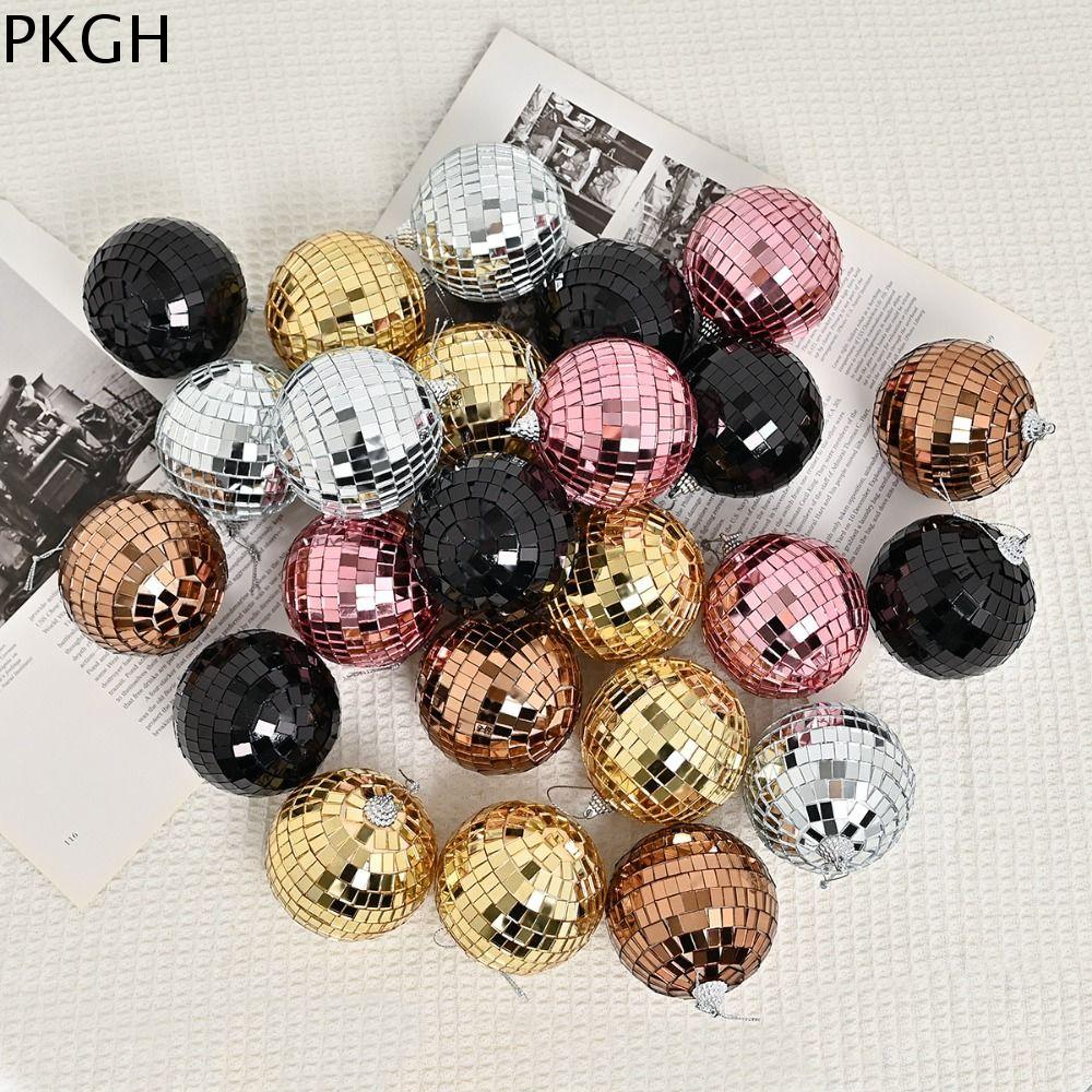 PKGH 12pcs 8cm dây chuyền bóng gương Disco giáng sinh Đầy màu sắc Chống vỡ Bóng Treo Disco Mini Đồ dùng cho bữa tiệc Tái sử dụng Bộ bóng Gương thủy tinh Trang trí Giáng sinh vui vẻ