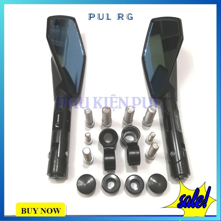 Gương chiếu hậu xe máy 5 cạnh rizoma màu đen 1 cặp trái phải