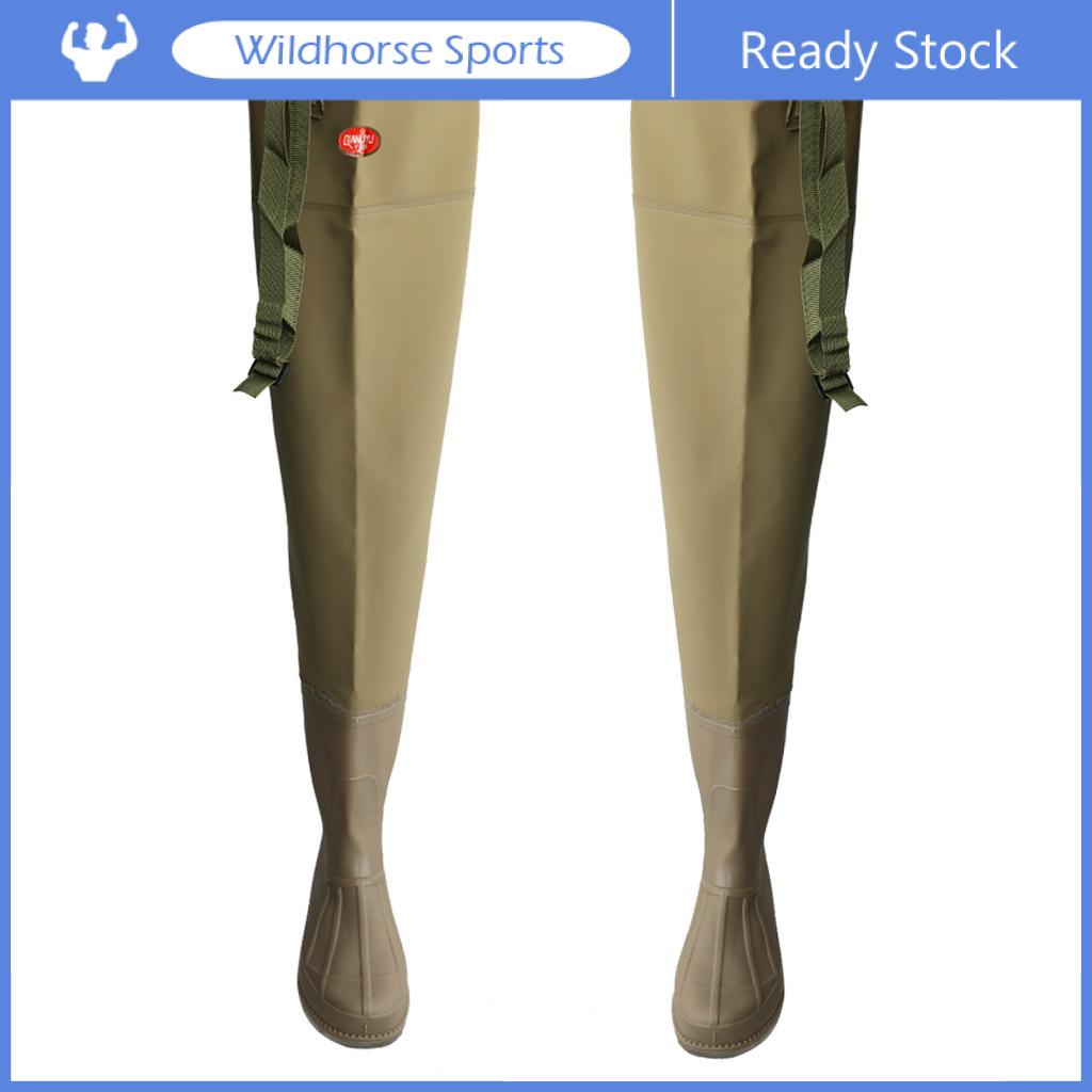 PVC Waterproof Wader Fishing Pants Shoes Raincoat Waist Wader With