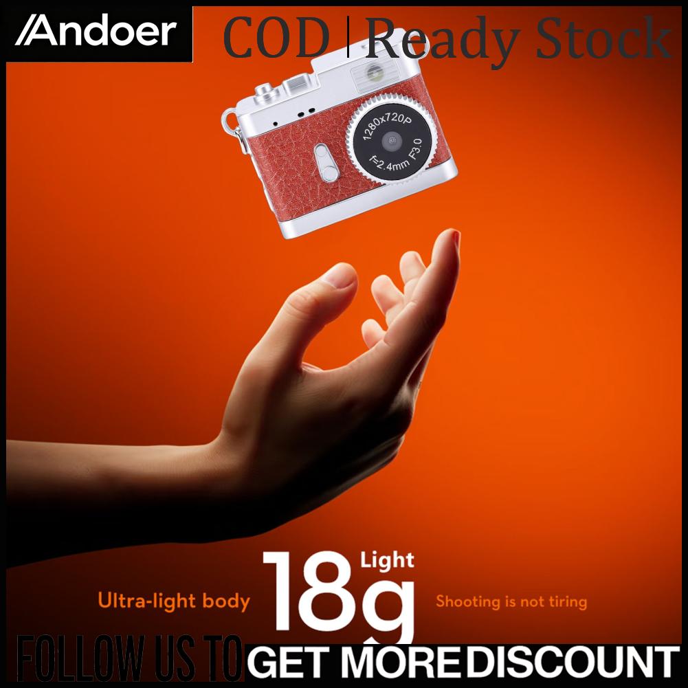 Andoer กล้องพวงกุญแจ HD Retro Digital Tiny กล้องพกพาพกพา CCD Gadget สนุกพร้อมไฟ LED 5 ฟิลเตอร์สำหรับการบันทึกการศึกษาการเดินทาง ราคา 224 บาท*ส่งฟรี