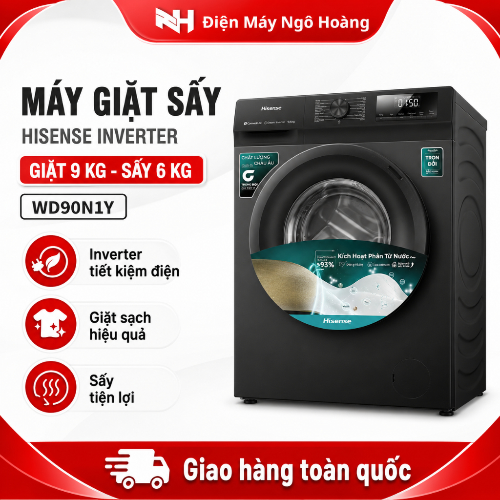 Wd90N1Y - Hisense Inverter Washer Dryer Washes 9 kg - Dries 6 kg Wd90N1Y 24-Month Nationwide Warranty