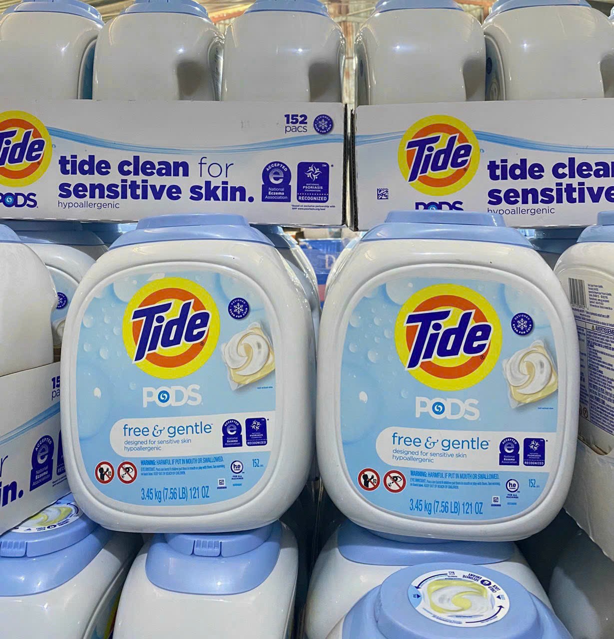 Chính hãng của Mỹ Viên Nước Giặt cho da nhạy cảm Tide PODS Free & Gentle (Mỹ) 152 viên