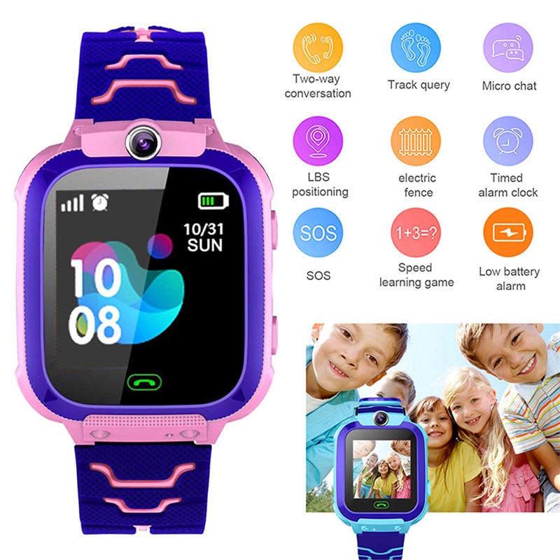 Q12B Đồng hồ thông minh cho trẻ Trẻ Em Định Vị Cuộc Gọi Smartwatch Định Vị Từ Xa Ảnh Sim Thẻ Đồng hồ báo thức Cho IOS Android