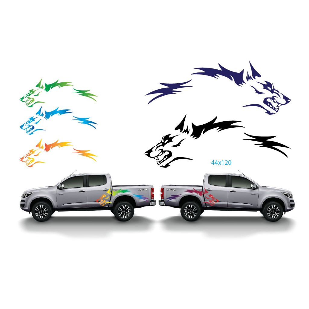 Bộ Decal Tem sói dán hông sườn xe bán tải, xe con, tem 3 lớp chống nước chống phai đẹp ngầu (x1 = 1 bộ dán 2 bên)