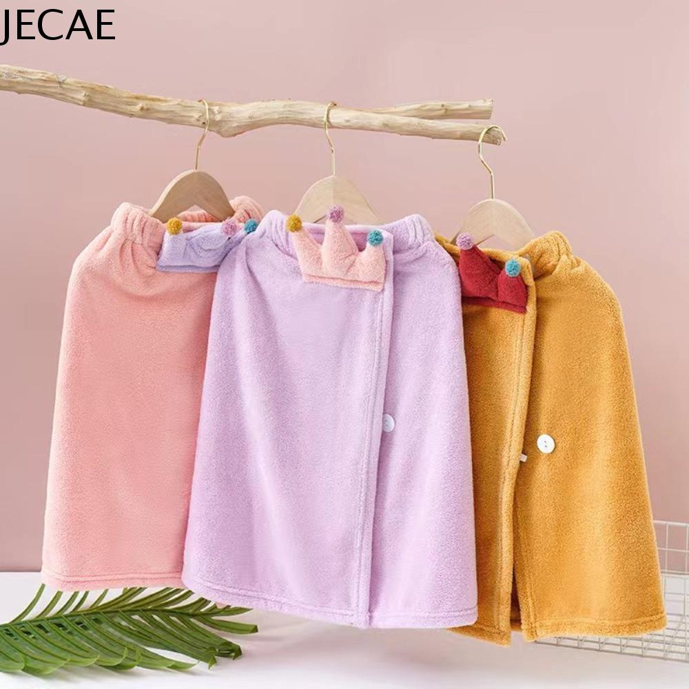 JECAE Khô nhanh Khăn tắm trẻ em Siêu thấm Vi sợi Áo choàng tắm Spa bãi biển Dễ thương Vòi hoa sen Mũ trùm khăn quấn tóc vương miện Trẻ em