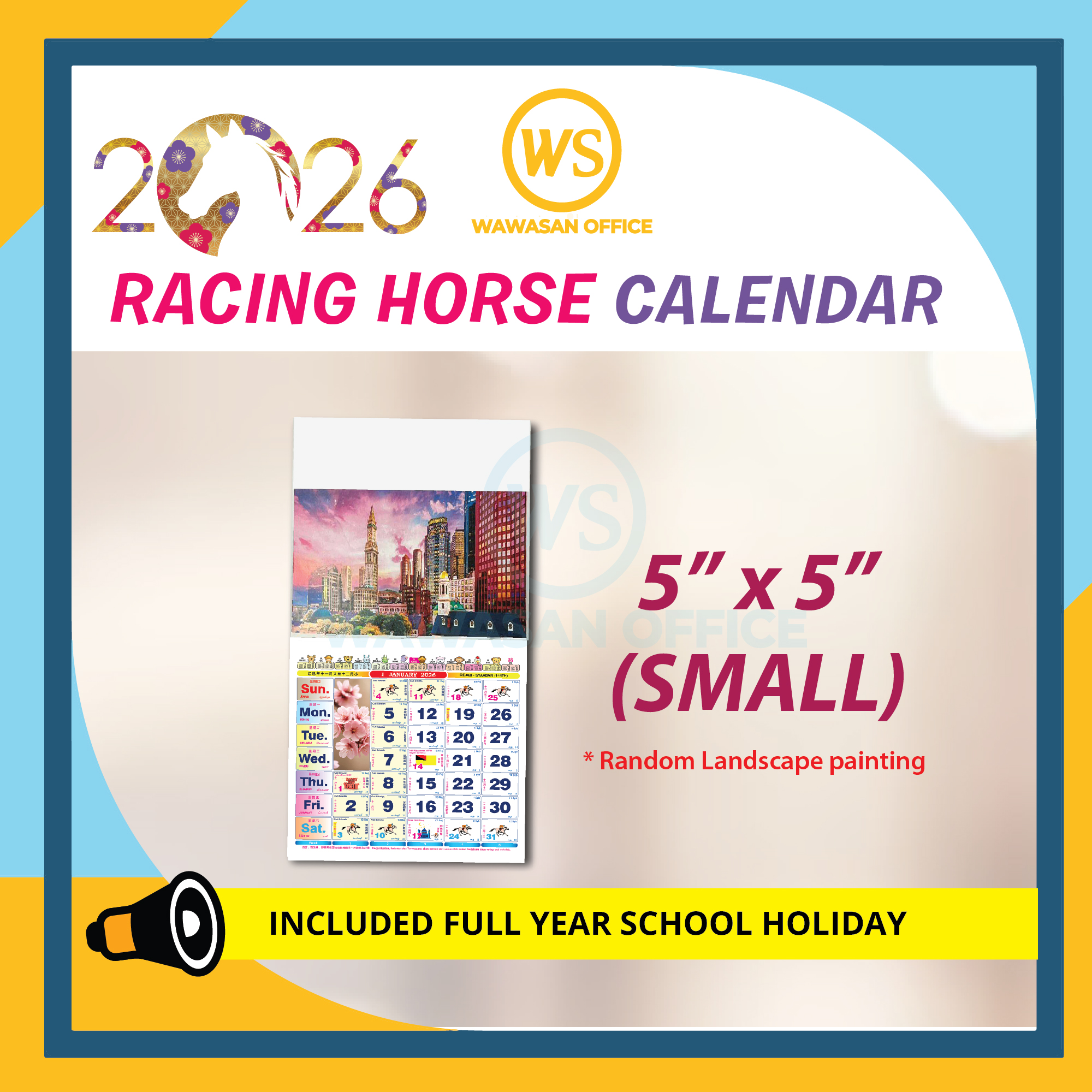 2026 Calendar 2026 / Kalendar Kuda 2026 / Wall Calendar 2026 / Horse Calendar 2026 / Calander 2026 / Kalendar 2026 / 日历2026 / 跑马日历2026